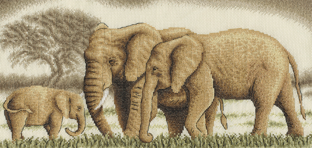 Семь слонов, схема для вышивки