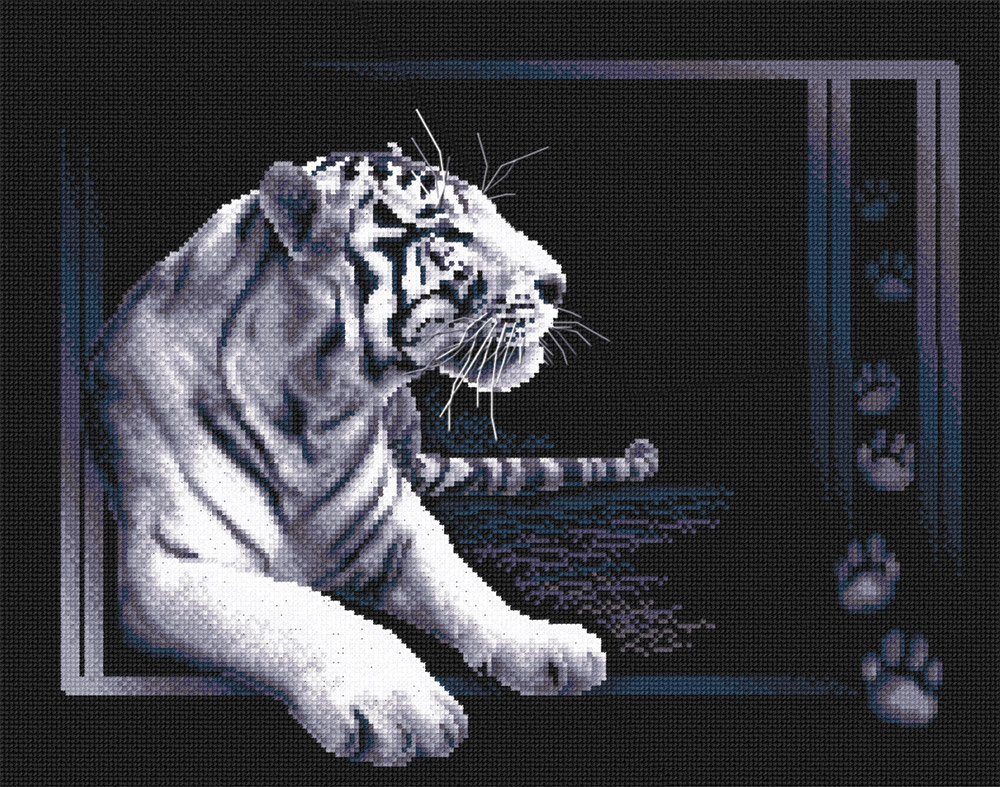 Картина на стену Черно-белый тигр фото piyagoon