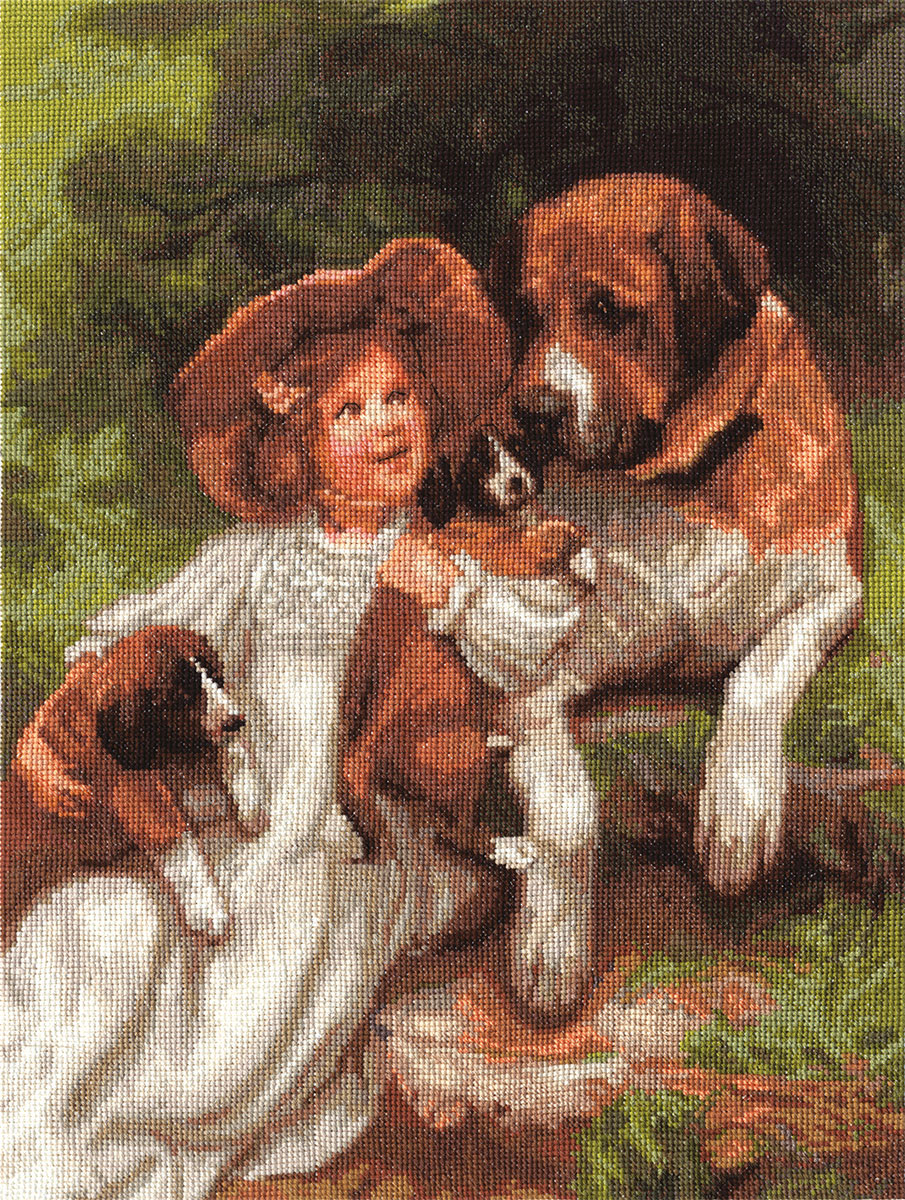 Набор для вышивания PANNA Девочка с собаками 